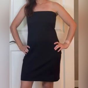 Black strapless cocktail dress